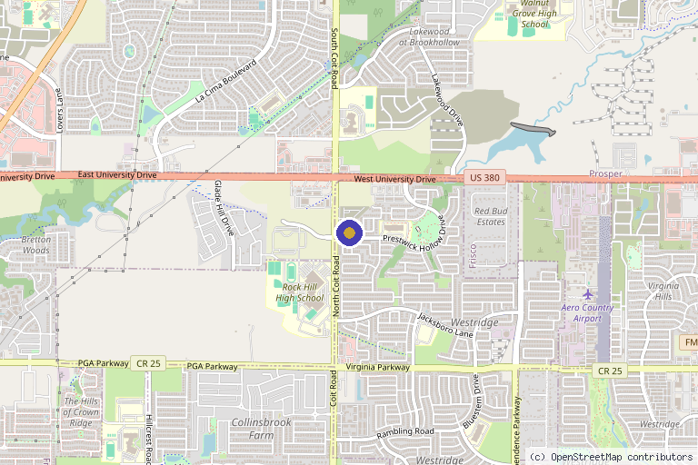 Map showing the location of Serenya Institute in McKinney, TX