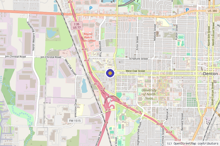 Map showing the location of Serenity Med Spa in Denton, TX