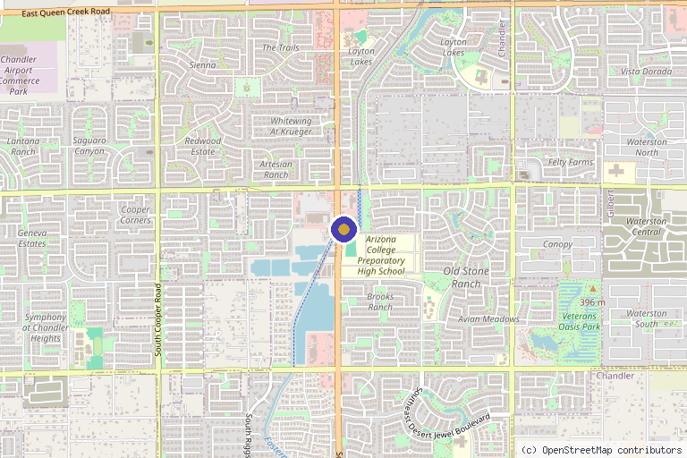 Map showing the location of Breeze Med Spa in Chandler, AZ
