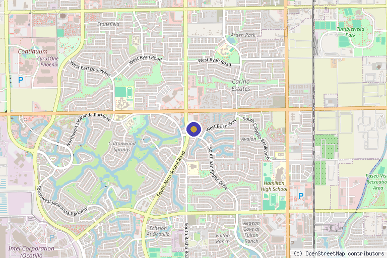 Map showing the location of Flawless Faces MedSpa Chandler Botox, Lip Fillers And Laser Hair Removal in Chandler, AZ