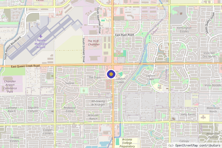 Map showing the location of SkinLab Laser Aesthetics & Wellness in Chandler, AZ