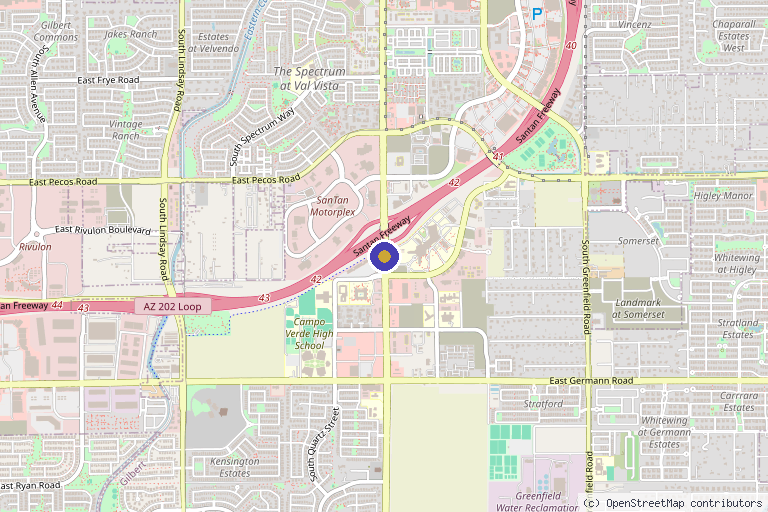 Map showing the location of Neuropathy Center AZ in Gilbert, AZ