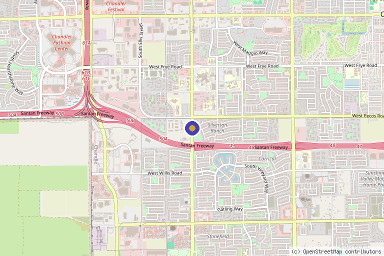 Map showing the location of QC Kinetix (Chandler) in Gilbert, AZ
