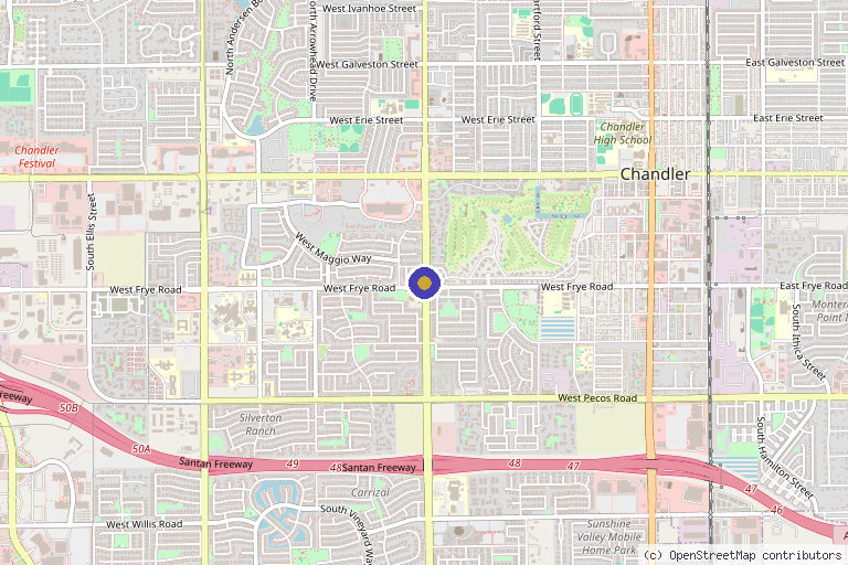 Map showing the location of Optimize Performance Medicine in Gilbert, AZ