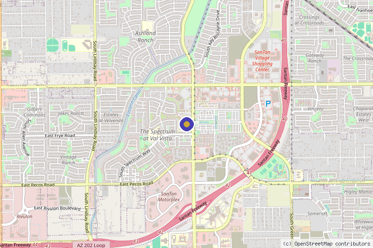 Map showing the location of Arizona Health and Wellness Clinic in Gilbert, AZ
