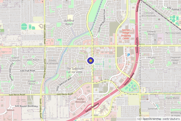 Map showing the location of Hyperbaric Med Spa in Gilbert, AZ