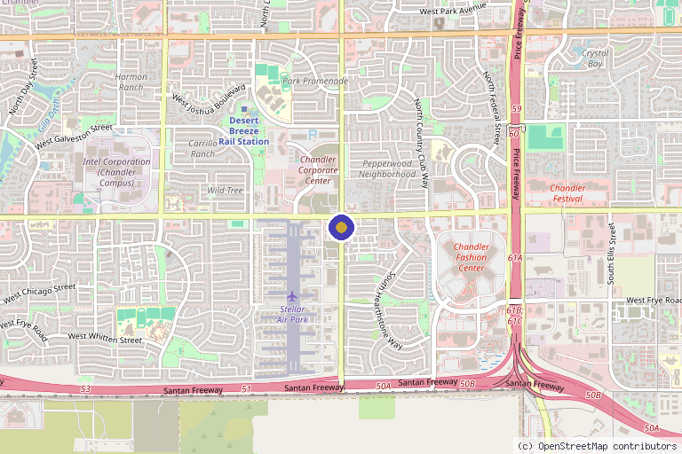 Map showing the location of R3 Stem Cell in Chandler, AZ