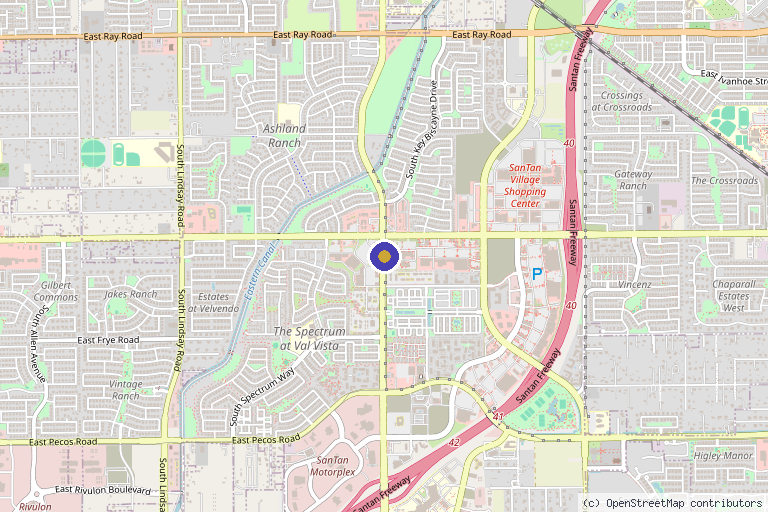 Map showing the location of Jarrett Leathem, DO in Gilbert, AZ