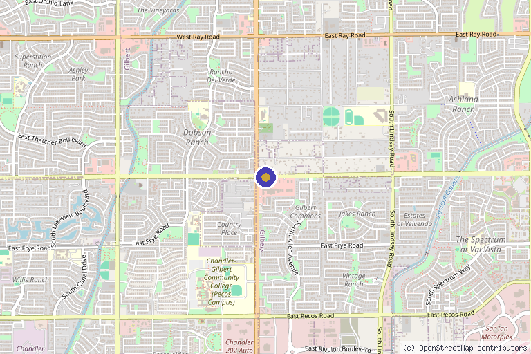 Map showing the location of Nascent Health in Gilbert, AZ