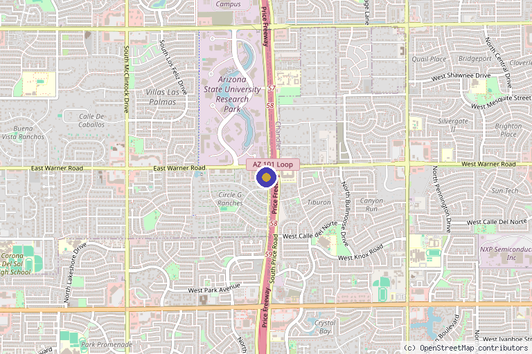 Map showing the location of Perfect Skin Center in Tempe, AZ