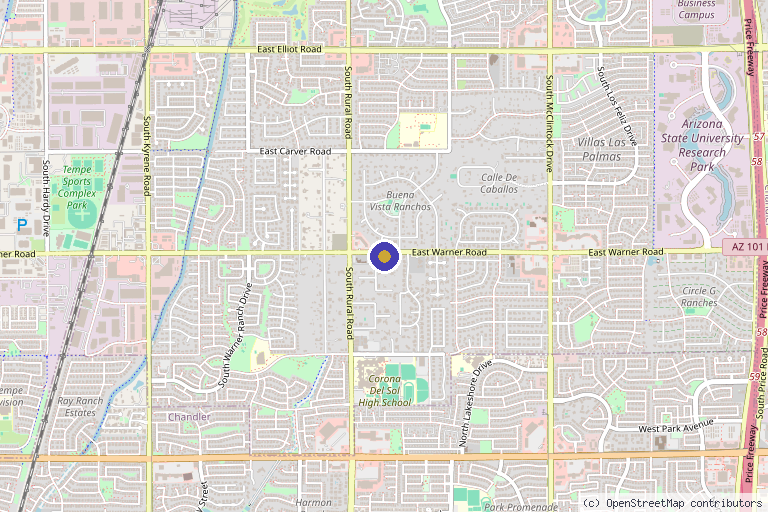 Map showing the location of Saguaro Pain Clinic in Tempe, AZ