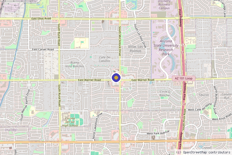 Map showing the location of NEOS Med Spa Tempe in Tempe, AZ