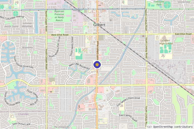 Map showing the location of Rocky Point Stem Cell Therapy in Gilbert, AZ
