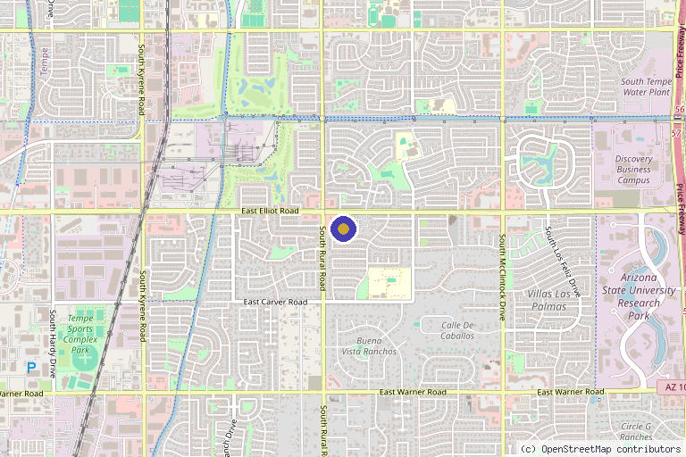 Map showing the location of Elite Medical Beauty in Tempe, AZ