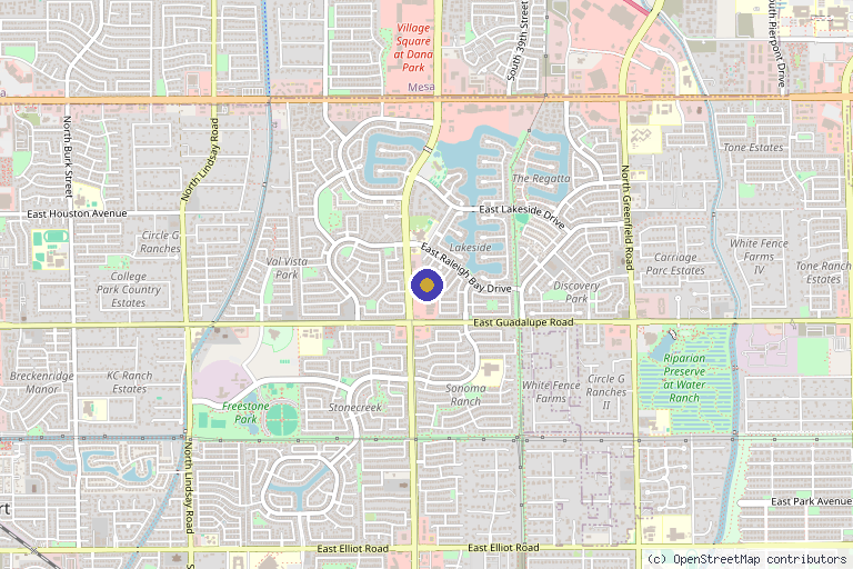 Map showing the location of Wood Aesthetics Health and Wellness in Gilbert, AZ