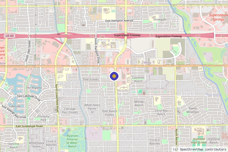 Map showing the location of DrSkin Plastic Surgery, Regenerative & Medical Spa in Gilbert, AZ