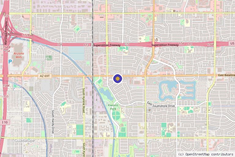 Map showing the location of Bella Medspa Arizona in Tempe, AZ