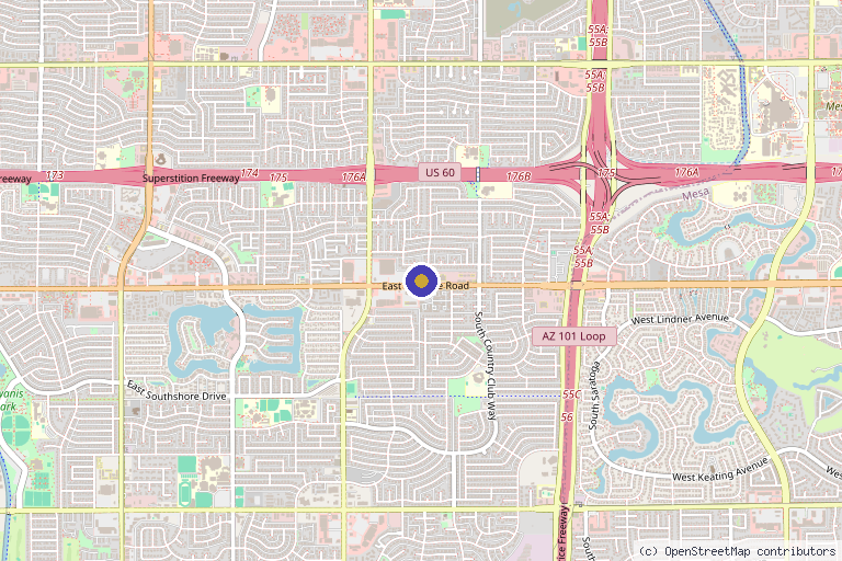 Map showing the location of Fiel Musculoskeletal Diagnostic and Treatment Center in Tempe, AZ