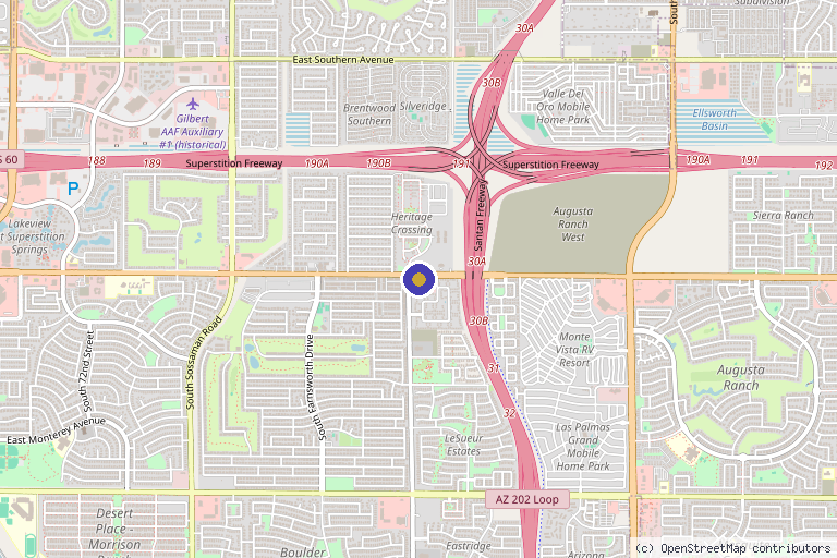 Map showing the location of Aim Cure in Mesa, AZ