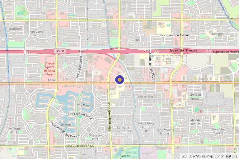 Map showing the location of Regenerative Health Group in Mesa, AZ