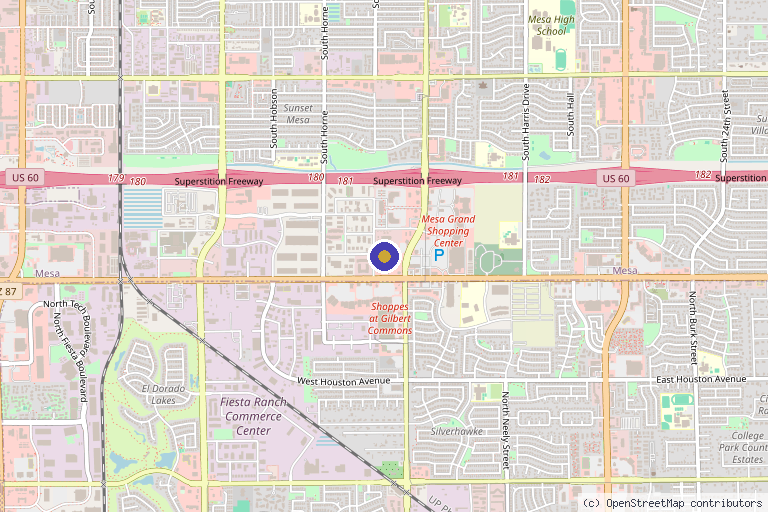 Map showing the location of Integrative Medical Partners in Mesa, AZ
