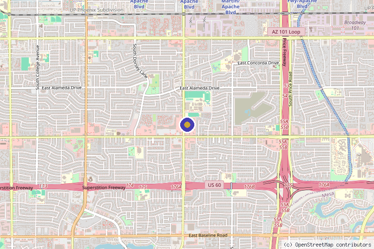 Map showing the location of Valley Medical Weight Loss & Med Spa (Tempe) in Tempe, AZ