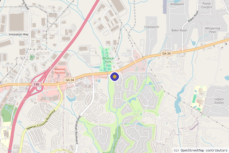 Map showing the location of Cellular Health - Newnan in Newnan, GA