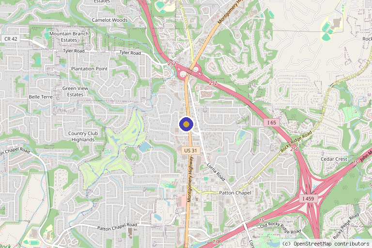Map showing the location of Integrative Chiropractic Health & Wellness in Hoover, AL