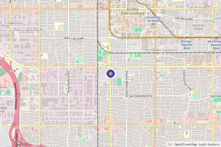 Map showing the location of Dynasty Health in Tempe, AZ