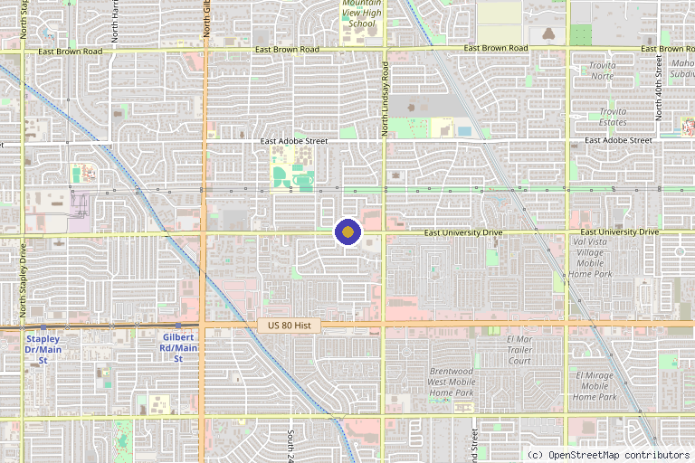 Map showing the location of Orange Medical Pain Management in Mesa, AZ