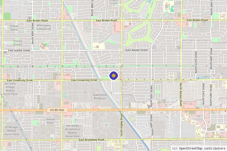 Map showing the location of Premium IV Therapy in Mesa, AZ