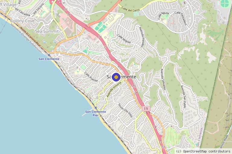 Map showing the location of SkinSync | Face & Body Wellness Studio in San Clemente, CA