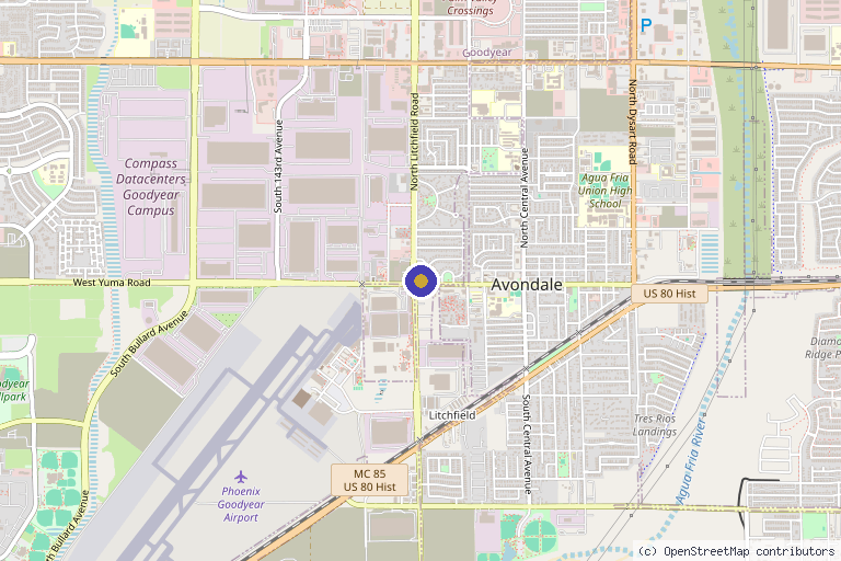 Map showing the location of The Good Look Med Spa in Goodyear, AZ