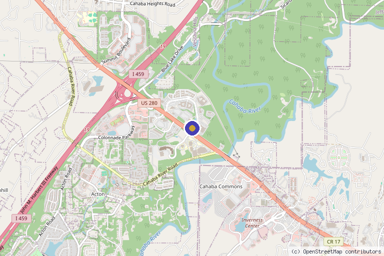 Map showing the location of Core Plastic Surgery in Birmingham, AL