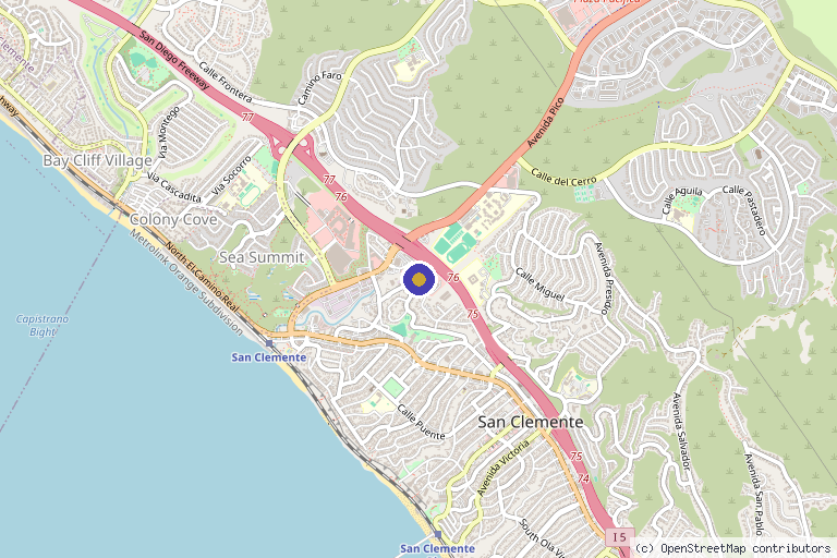 Map showing the location of Peak Recovery in San Clemente, CA