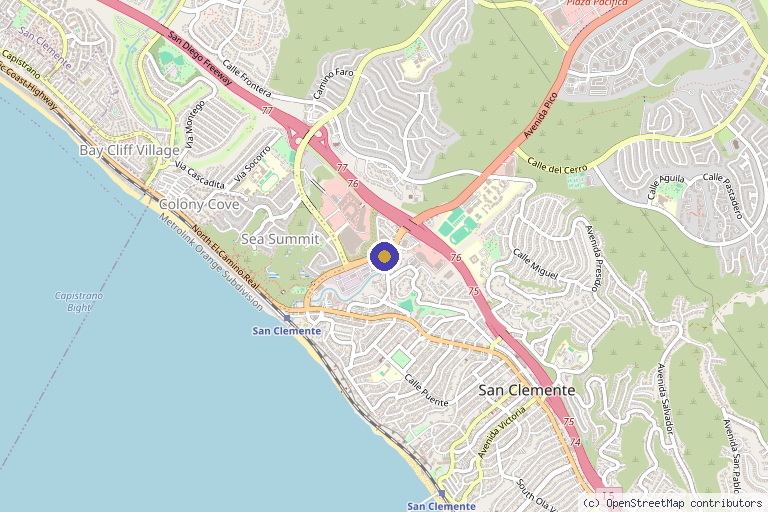 Map showing the location of Pure Skin Science Organic Lab & Spa in San Clemente, CA