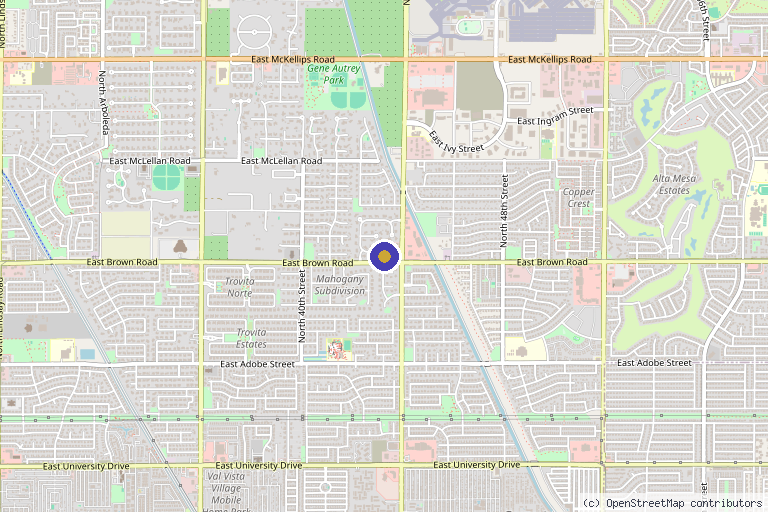 Map showing the location of TNK Clinical Spa & Wellness in Mesa, AZ