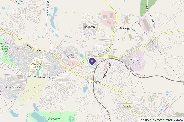 Map showing the location of Augusta Spine & Pain Specialists in Grovetown, GA