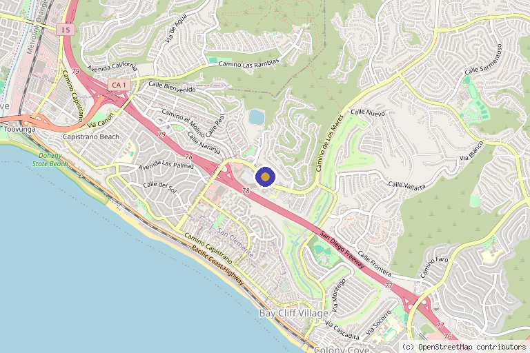 Map showing the location of Total Skin and Wellness - Weight Loss Peptides, BPC-157, Retatrutide, Tirzepatide, GLOW, Semaglutide, Intimate Whitening in San Clemente, CA