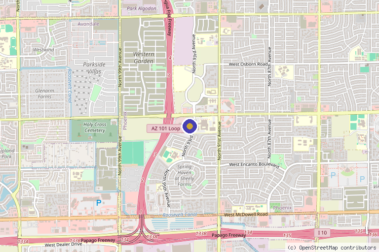 Map showing the location of Vivus Wellness Services in Phoenix, AZ