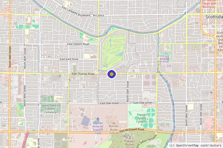 Map showing the location of Stem Cell Therapy Centers in Scottsdale, AZ