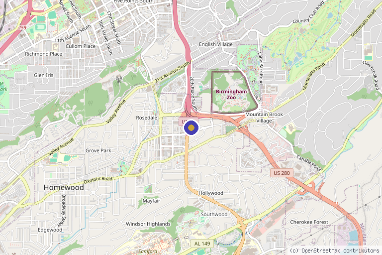 Map showing the location of Seiler Skin in Birmingham, AL