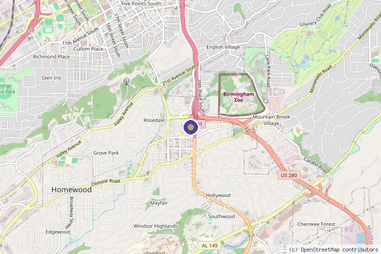Map showing the location of Farah T Sultan MD in Homewood, AL