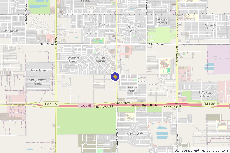 Map showing the location of Aesthetic Center of Lubbock in Lubbock, TX