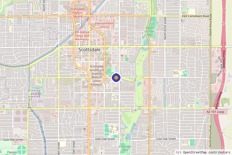Map showing the location of Restore Wellness Center in Scottsdale, AZ