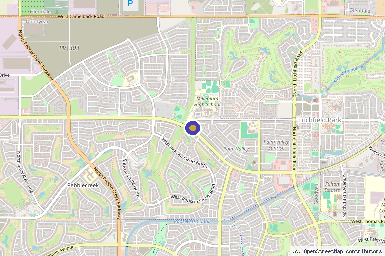 Map showing the location of HartMD Medspa in Goodyear, AZ