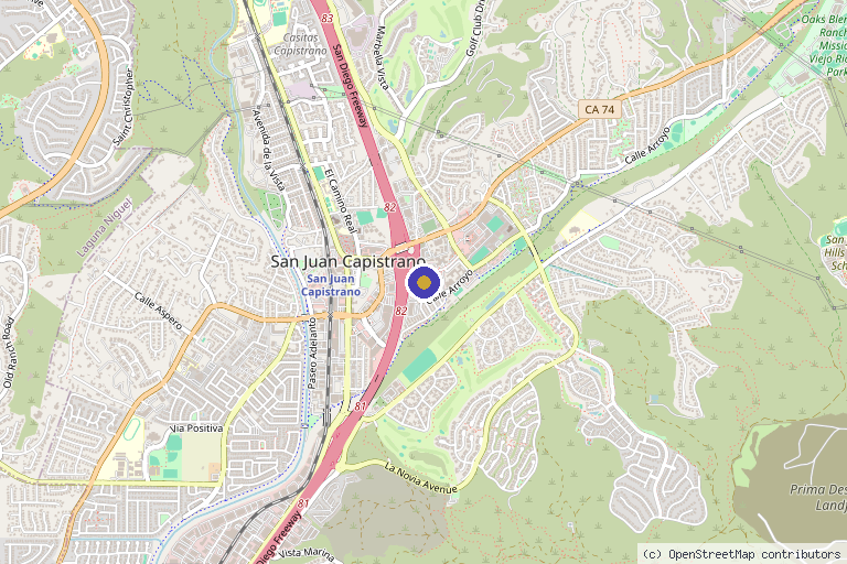 Map showing the location of Bombôn Aesthetics-Wellness in San Juan Capistrano, CA