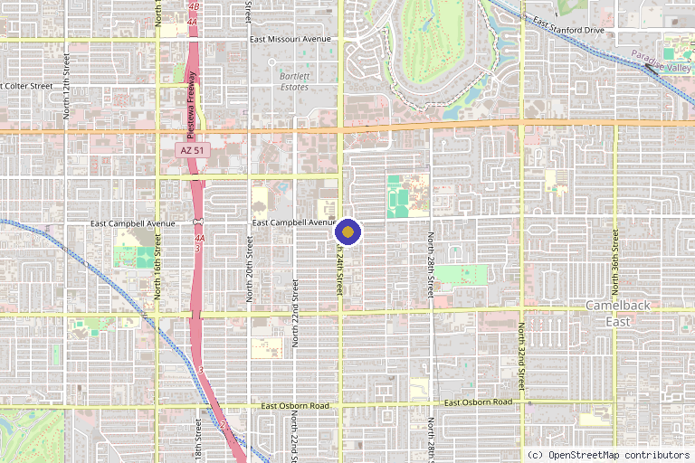 Map showing the location of Enovative Wellness Center in Phoenix, AZ