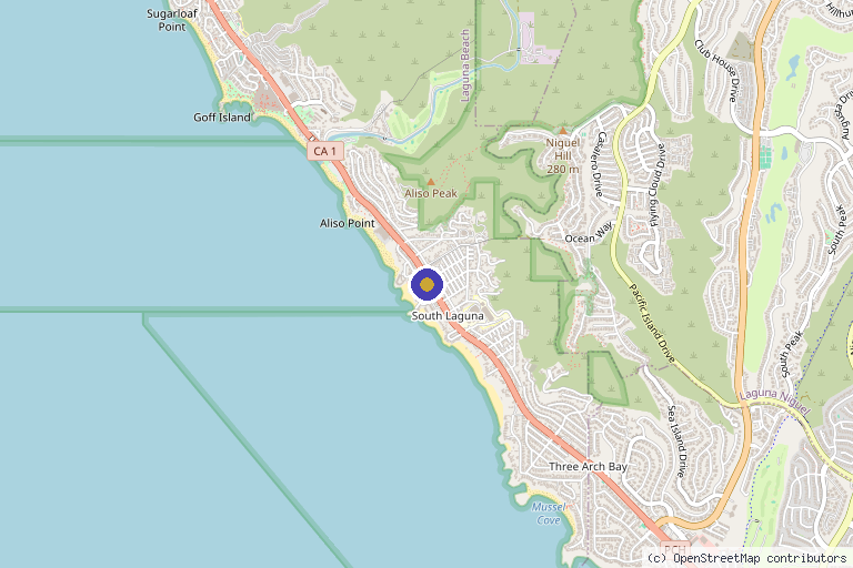Map showing the location of Executive Esthetics in Laguna Beach, CA