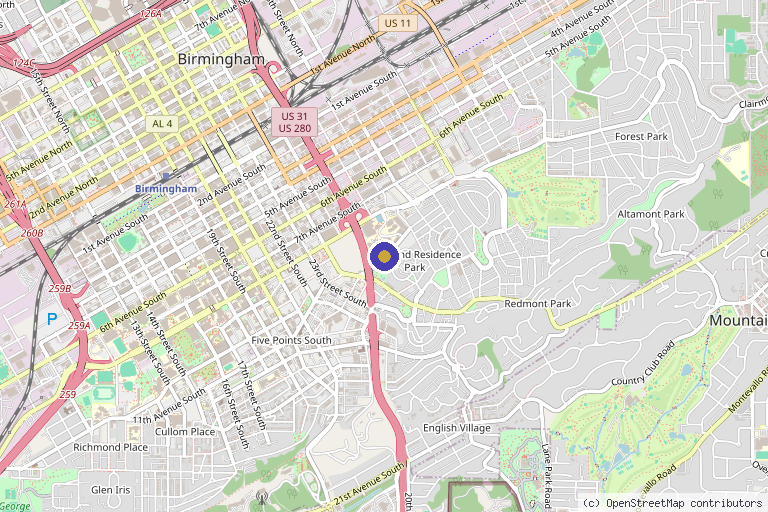 Map showing the location of Elite Orthopedics and Spine in Birmingham, AL
